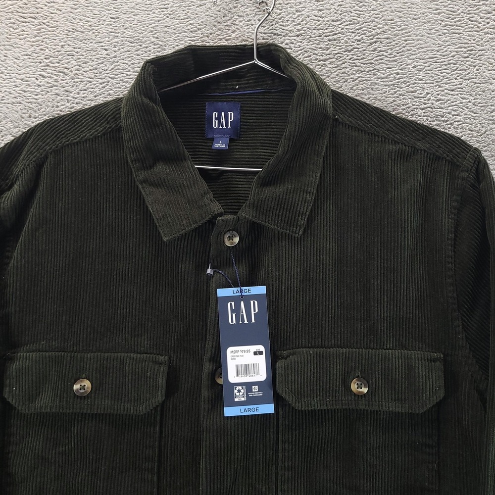 Gap Shirt Mens L Green Corduroy Long Sleeve Rosin Shacket Chore Button Front